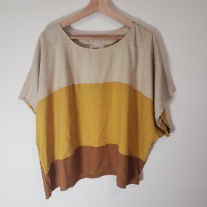 Jamie + the Jones raw silk tee, "popsicle" color-blocking